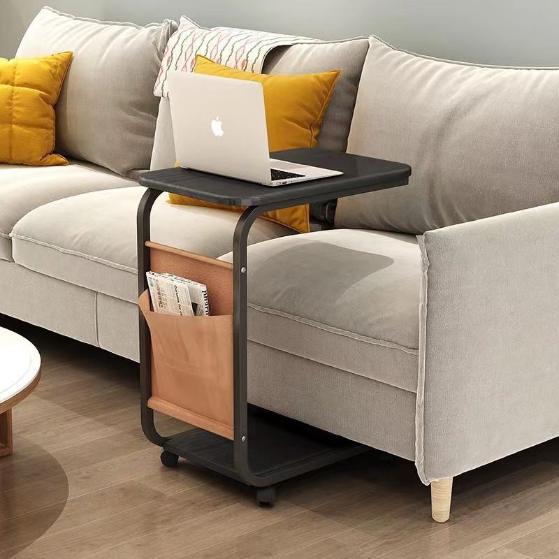 Contemporary Simplicity Wood Iron Side Table 4 - Wheel For Living Room