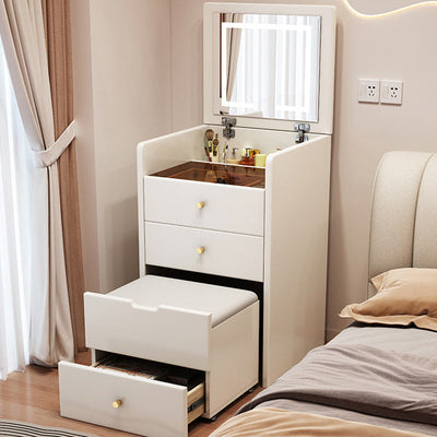 Modern Simplicity Leather Wood Makeup Vanity 2 - Drawer For Bedroom