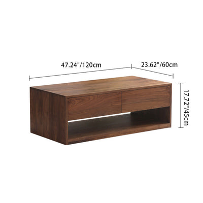 Modern Minimalist Rectangular Wood Coffee Table 4 - Drawer For Living Room