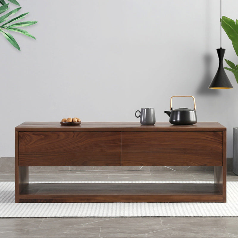 Modern Minimalist Rectangular Wood Coffee Table 4 - Drawer For Living Room