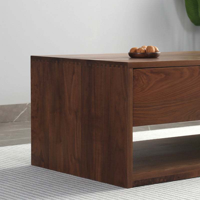 Modern Minimalist Rectangular Wood Coffee Table 4 - Drawer For Living Room