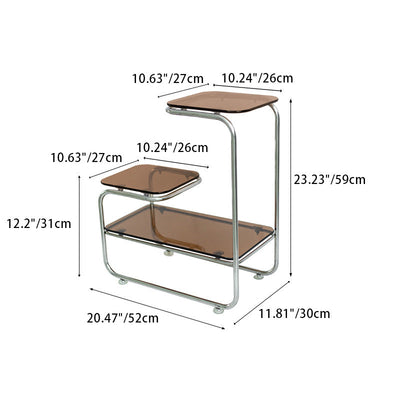 Modern Art Deco Geometry Glass Iron Side Table 3 - Tier For Dining Room