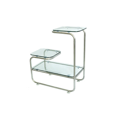 Modern Art Deco Geometry Glass Iron Side Table 3 - Tier For Dining Room