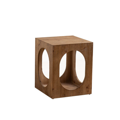 Traditional Rustic Wood Cube Square Side Table 1 - Cabinet For Living Room