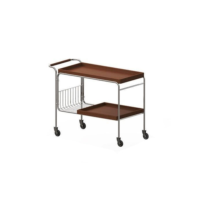 Contemporary Nordic Wood Iron Side Table 4 - Wheel For Living Room