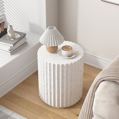 Contemporary Creative Cream Spot Cylinder Cement Side Table 1 - Tier For Living Room