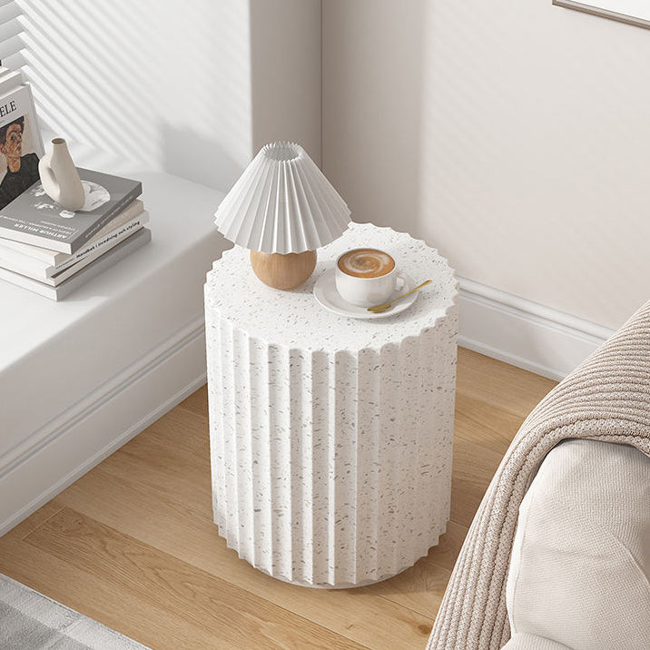 Contemporary Creative Cream Spot Cylinder Cement Side Table 1 - Tier For Living Room