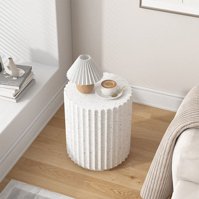 Contemporary Creative Cream Spot Cylinder Cement Side Table 1 - Tier For Living Room