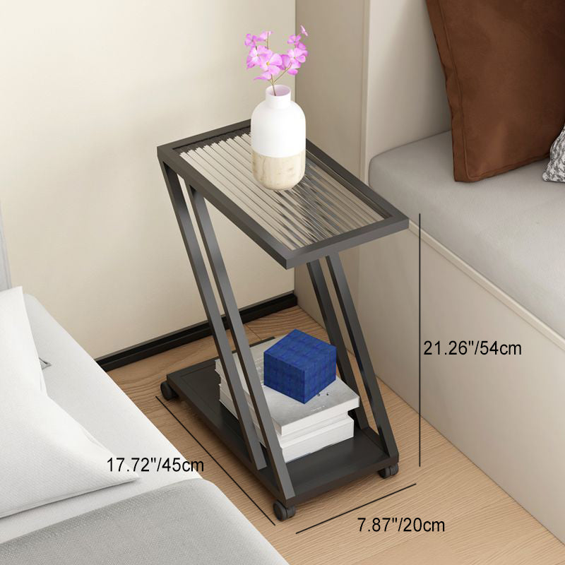 Modern Minimalist Iron Glass Geometry Side Table 2 - Tier For Living Room