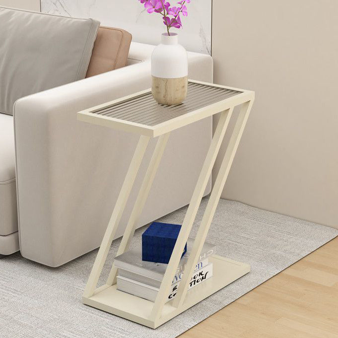 Modern Minimalist Iron Glass Geometry Side Table 2 - Tier For Living Room