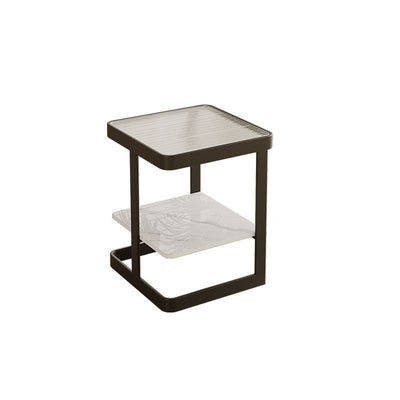 Contemporary Nordic Square Iron Glass Coffee Table 2 - Tier For Living Room