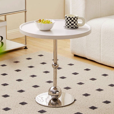 Modern Simplicity Round Glass Iron Stainless Steel Side Table 1 - Tray For Living Room