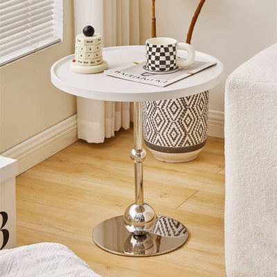 Modern Simplicity Round Glass Iron Stainless Steel Side Table 1 - Tray For Living Room