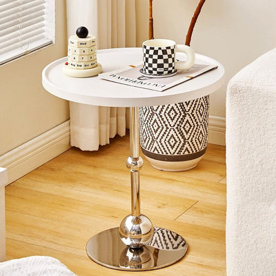 Modern Simplicity Round Glass Iron Stainless Steel Side Table 1 - Tray For Living Room