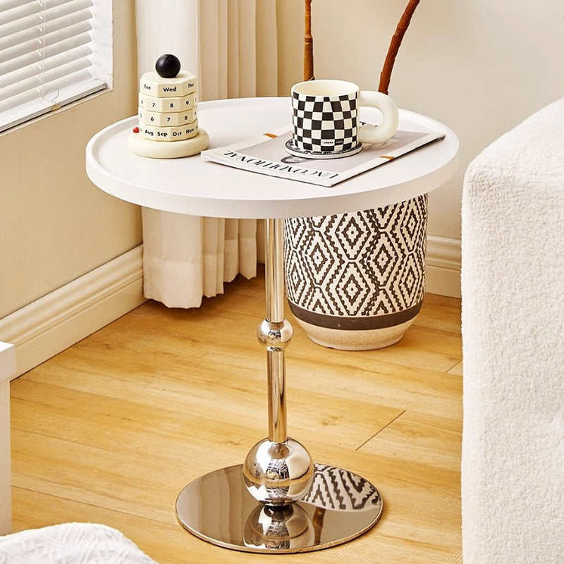 Modern Simplicity Round Glass Iron Stainless Steel Side Table 1 - Tray For Living Room