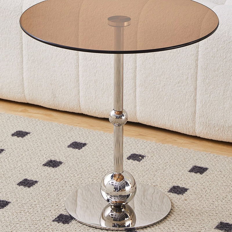 Modern Simplicity Round Glass Iron Stainless Steel Side Table 1 - Tray For Living Room