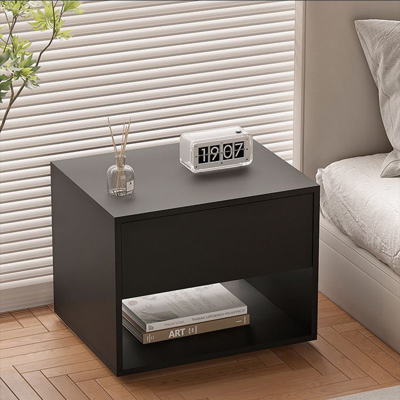 Modern Minimalist Cubic Square Medium Density Fiberboard Nightstand 1 - Drawer For Bedroom