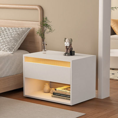 Modern Minimalist Cubic Square Medium Density Fiberboard Nightstand 1 - Drawer For Bedroom