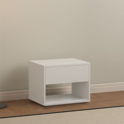 Modern Minimalist Cubic Square Medium Density Fiberboard Nightstand 1 - Drawer For Bedroom