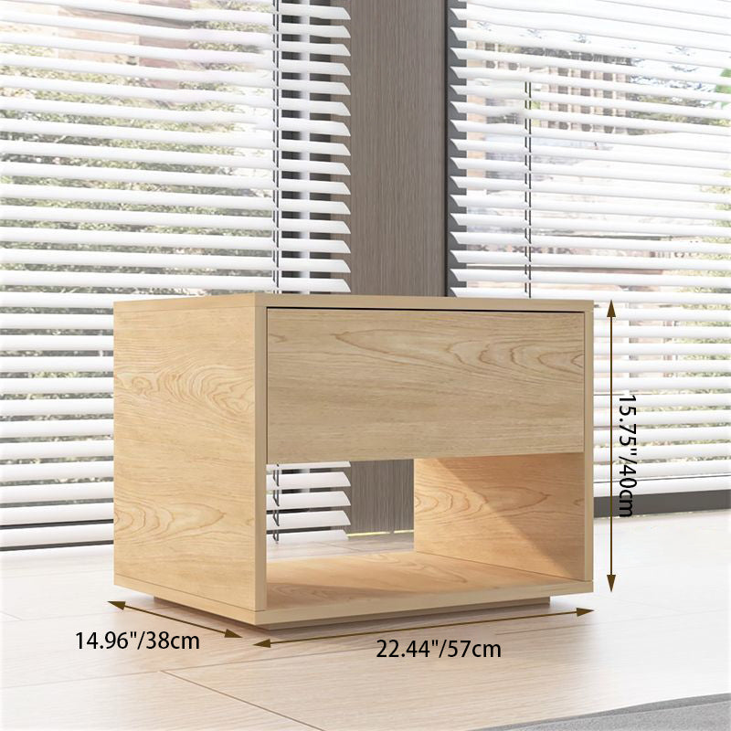 Modern Minimalist Cubic Square Medium Density Fiberboard Nightstand 1 - Drawer For Bedroom