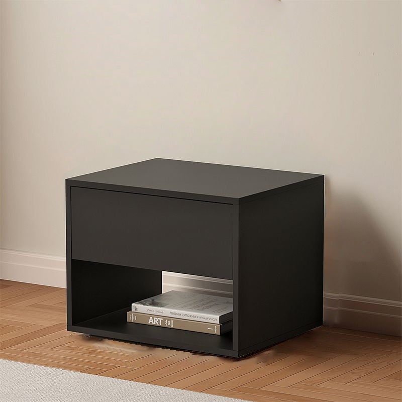 Modern Minimalist Cubic Square Medium Density Fiberboard Nightstand 1 - Drawer For Bedroom