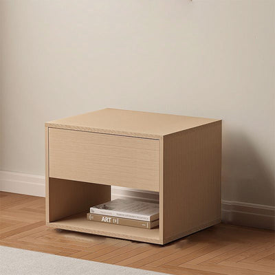 Modern Minimalist Cubic Square Medium Density Fiberboard Nightstand 1 - Drawer For Bedroom