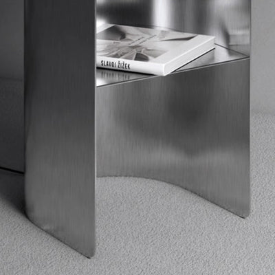 Modern Art Deco Half Cylinder Stainless Steel Side Table 2 - Tier For Bedroom