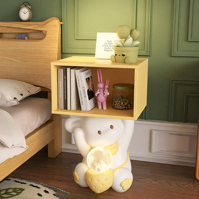 Contemporary Creative Sweet Rabbit Medium Density Fiberboard Resin Nightstand 1 - Cabinet For Bedroom