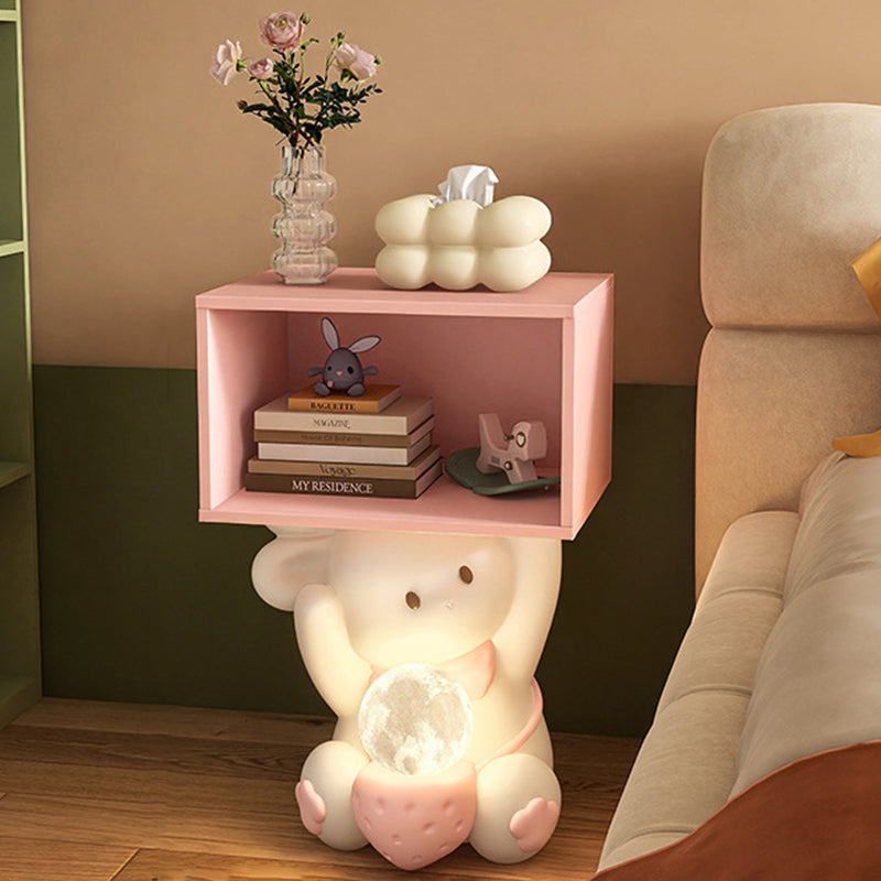 Contemporary Creative Sweet Rabbit Medium Density Fiberboard Resin Nightstand 1 - Cabinet For Bedroom