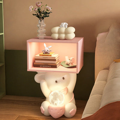 Contemporary Creative Sweet Rabbit Medium Density Fiberboard Resin Nightstand 1 - Cabinet For Bedroom