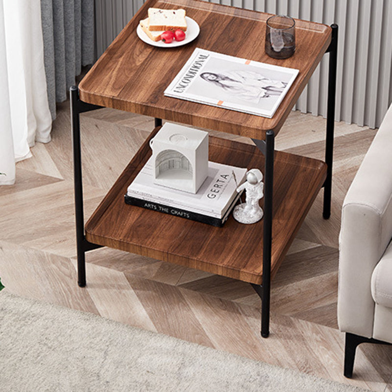 Contemporary Nordic Square Medium Density Fiberboard Iron Coffee Table 2 - Tier For Living Room