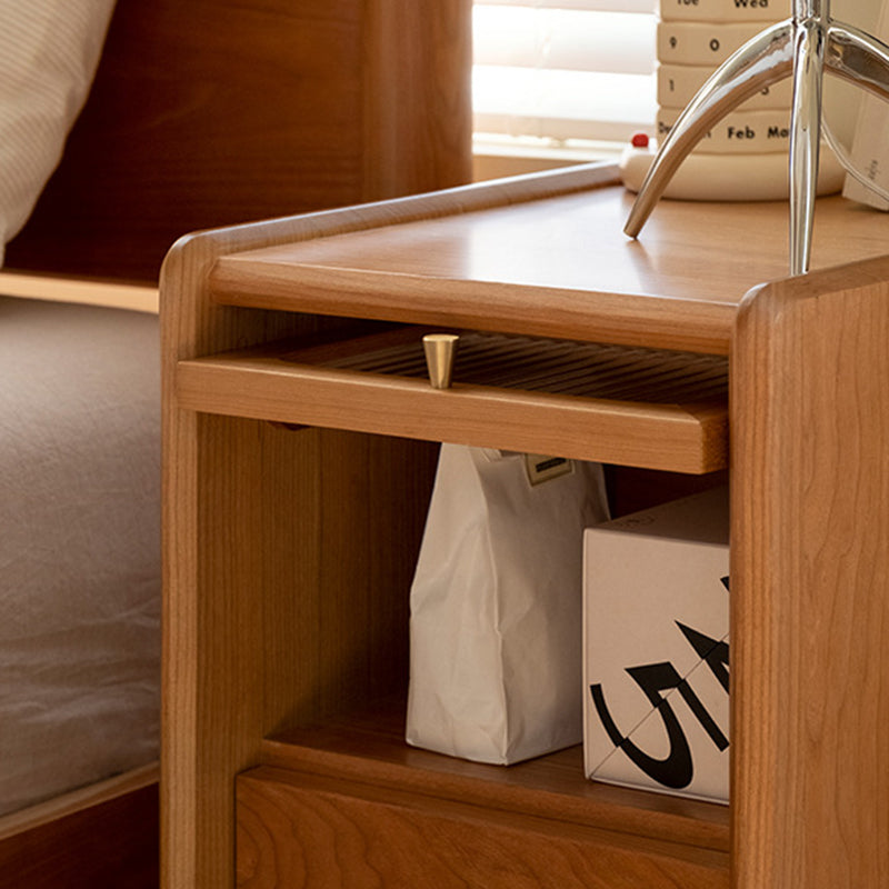 Contemporary Retro Cherry Wood Nightstand 1 - Cabinet For Bedroom