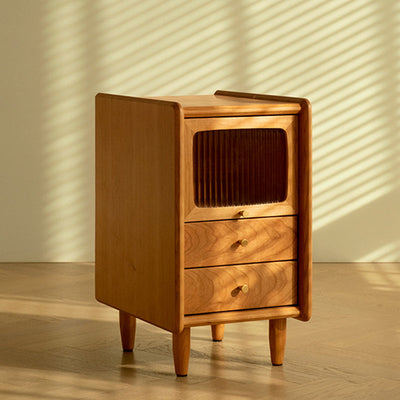 Contemporary Retro Cherry Wood Nightstand 1 - Cabinet For Bedroom