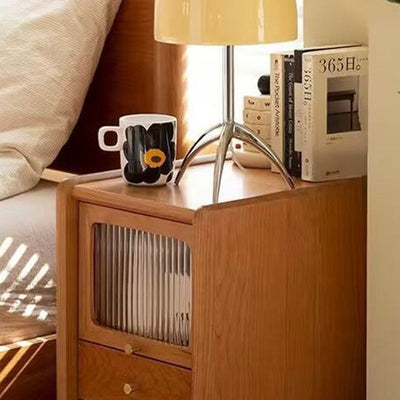 Contemporary Retro Cherry Wood Nightstand 1 - Cabinet For Bedroom