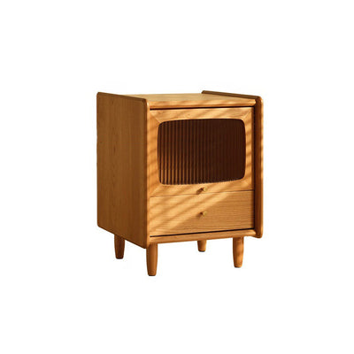 Contemporary Retro Cherry Wood Nightstand 1 - Cabinet For Bedroom