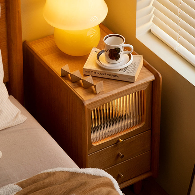 Contemporary Retro Cherry Wood Nightstand 1 - Cabinet For Bedroom