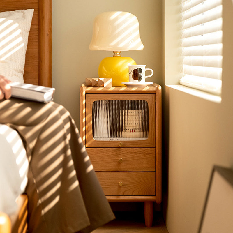 Contemporary Retro Cherry Wood Nightstand 1 - Cabinet For Bedroom