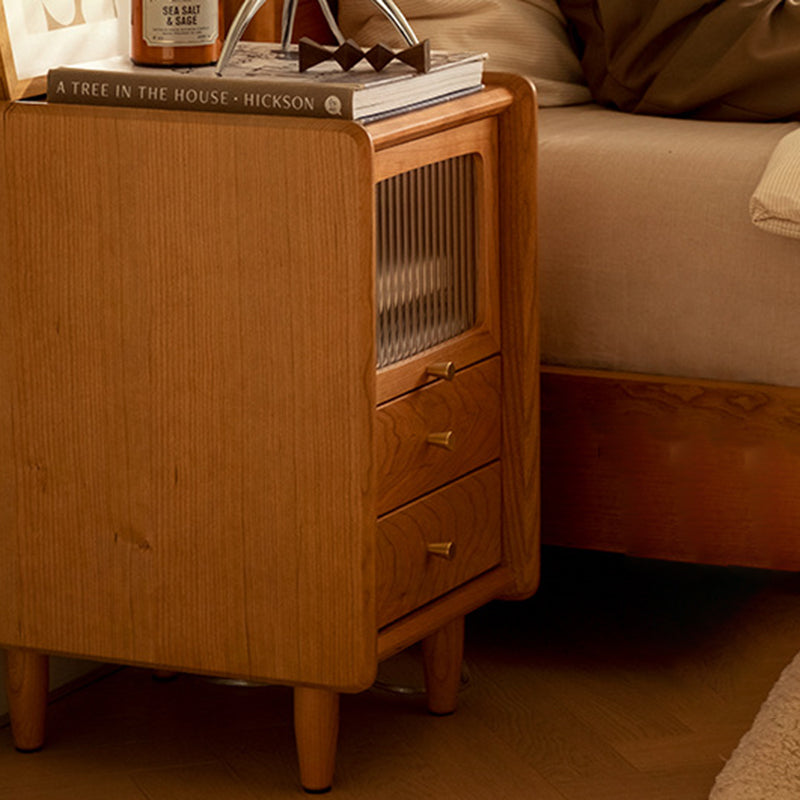 Contemporary Retro Cherry Wood Nightstand 1 - Cabinet For Bedroom