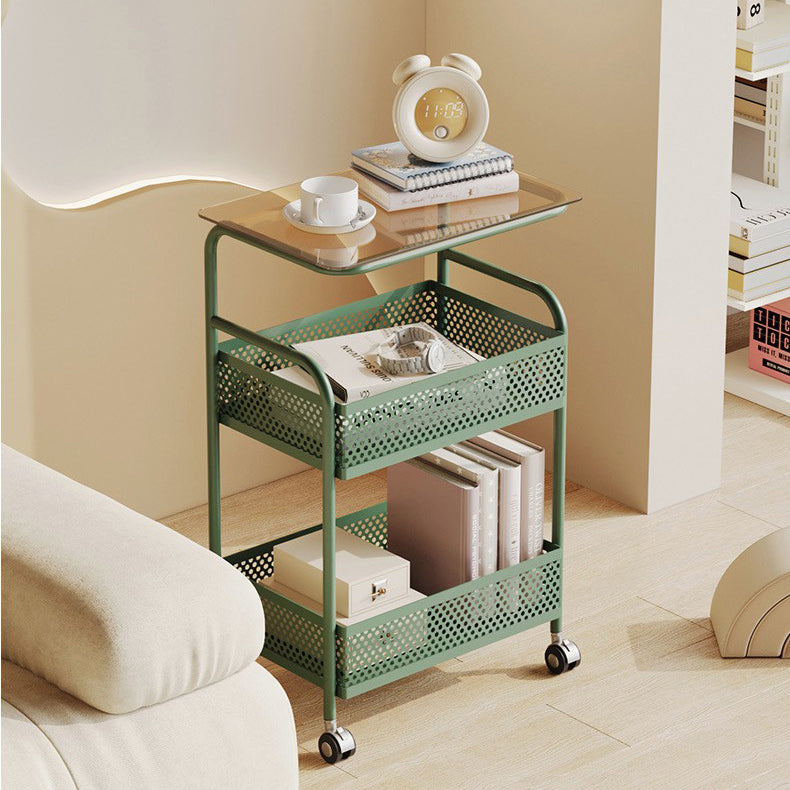 Contemporary Nordic Iron Glass Side Table 3 - Tier For Living Room