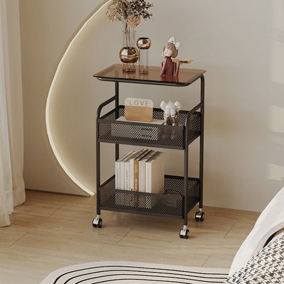 Contemporary Nordic Iron Glass Side Table 3 - Tier For Living Room