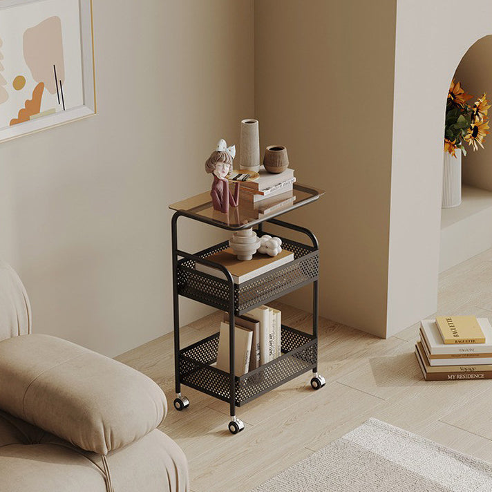 Contemporary Nordic Iron Glass Side Table 3 - Tier For Living Room