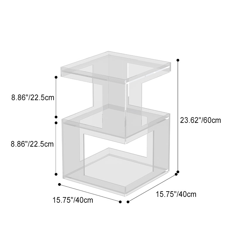 Contemporary Nordic Geometry Acrylic Side Table 3 - Tier For Living Room