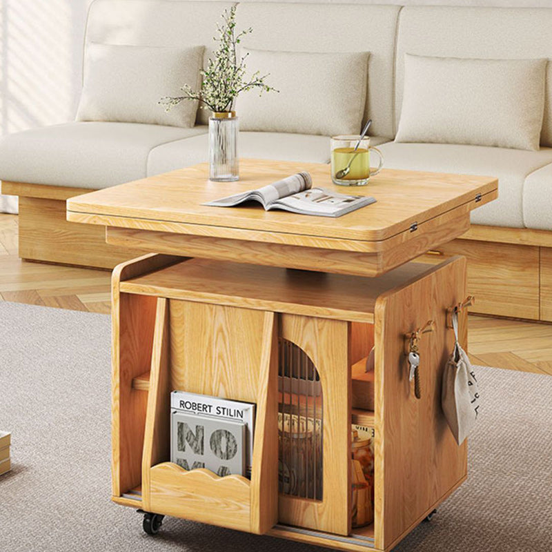 Contemporary Creative Solid Wood Glass Carbon Steel Coffee Table 2 - Cabinet For Living Room