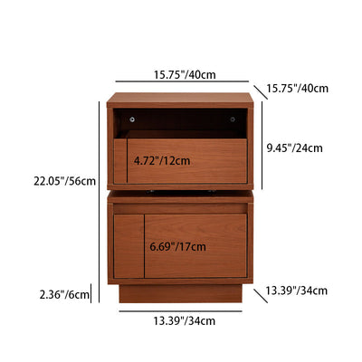 Contemporary Retro Rectangle Swivel Boxwood Side Table 2 - Drawer For Living Room