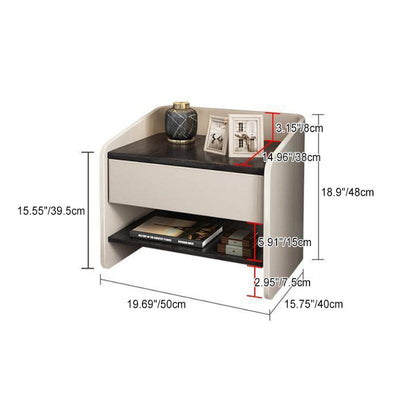 Contemporary Scandinavian Medium Density Fiberboard Nightstand 1 - Drawer For Bedroom