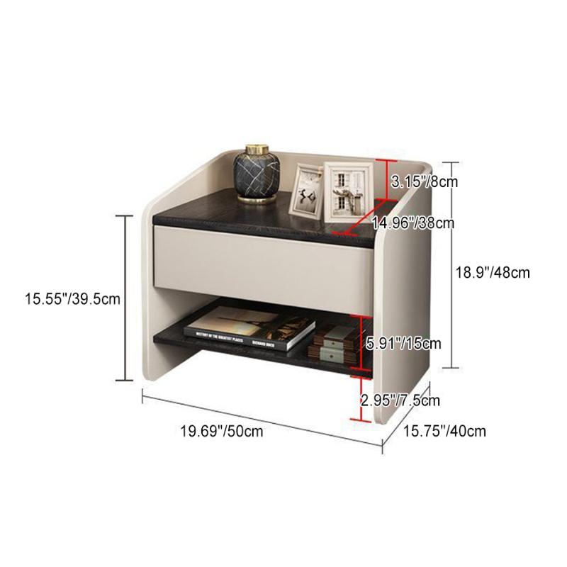 Contemporary Scandinavian Medium Density Fiberboard Nightstand 1 - Drawer For Bedroom