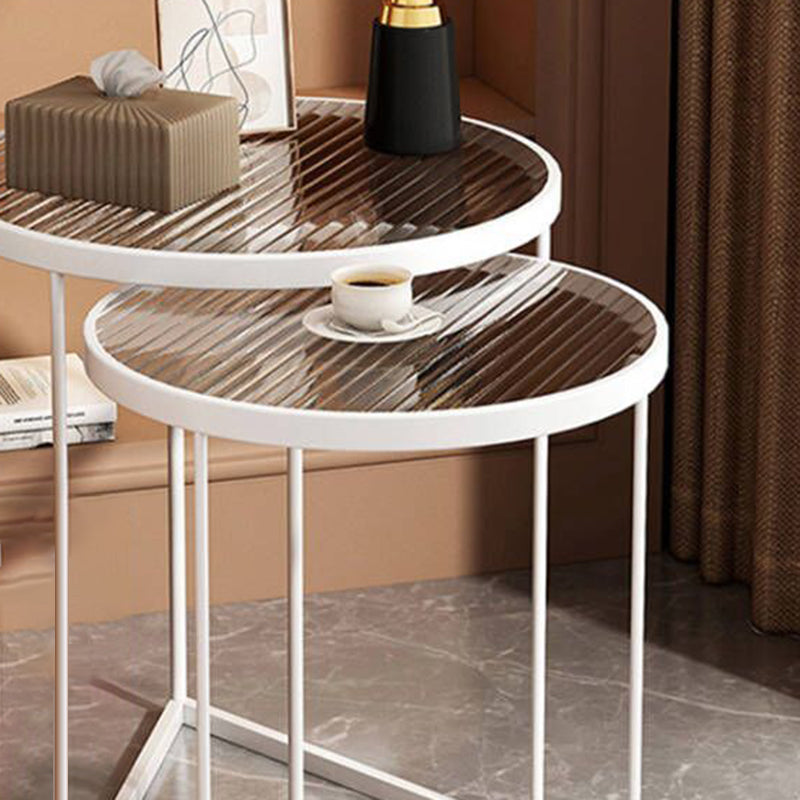 Contemporary Nordic Round Iron Transparent Glass Side Table 1 - Tier For Living Room