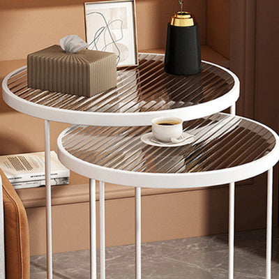 Contemporary Nordic Round Iron Transparent Glass Side Table 1 - Tier For Living Room