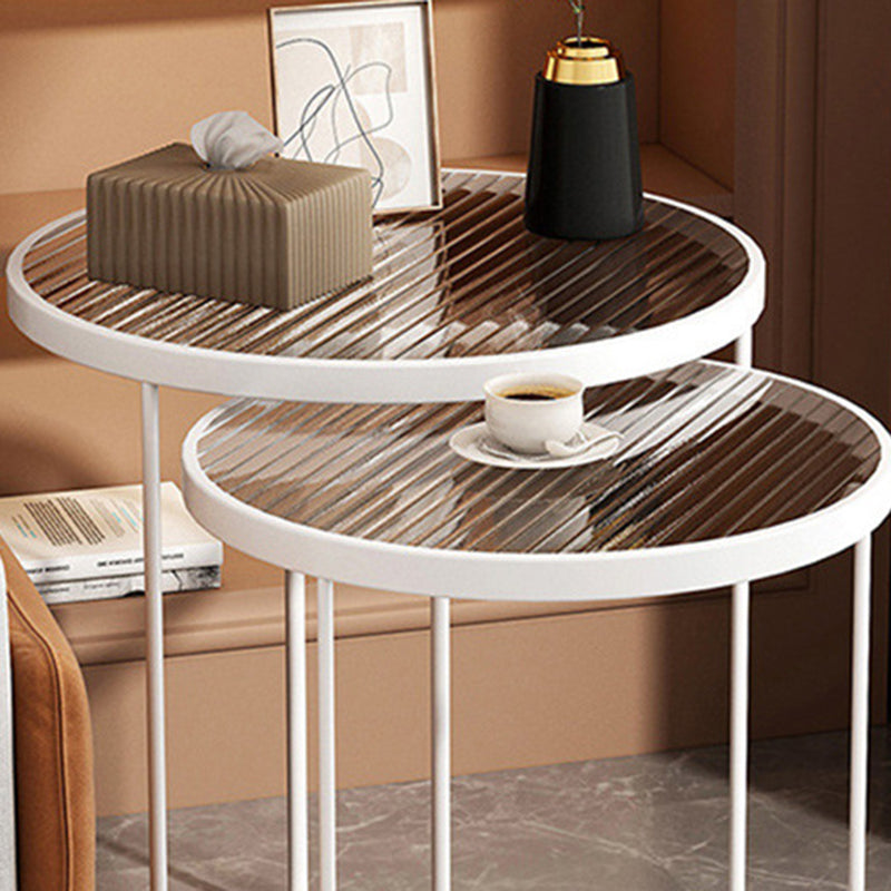 Contemporary Nordic Round Iron Transparent Glass Side Table 1 - Tier For Living Room