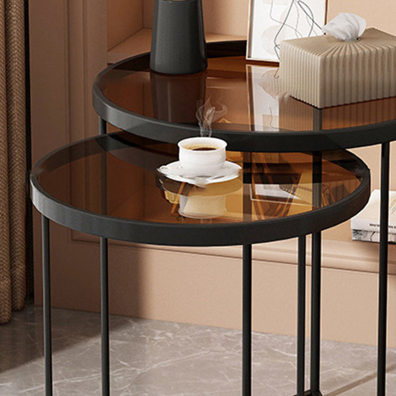 Contemporary Nordic Round Iron Transparent Glass Side Table 1 - Tier For Living Room